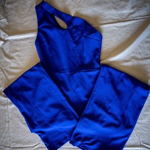 Business Professional Blue Jumpsuit off shoulder women's work outfit  caelanb